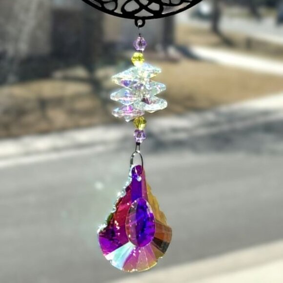 Silver Tree of Life Iridescent Crystal Prism Suncatcher Window Sun Hanging New - Picture 3 of 7